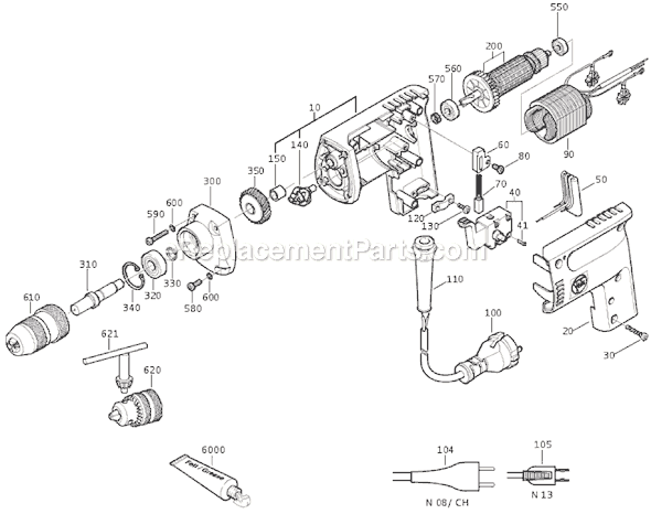 Page A Diagram and Parts List for ASY630 72013913113 Fein Electric Drill