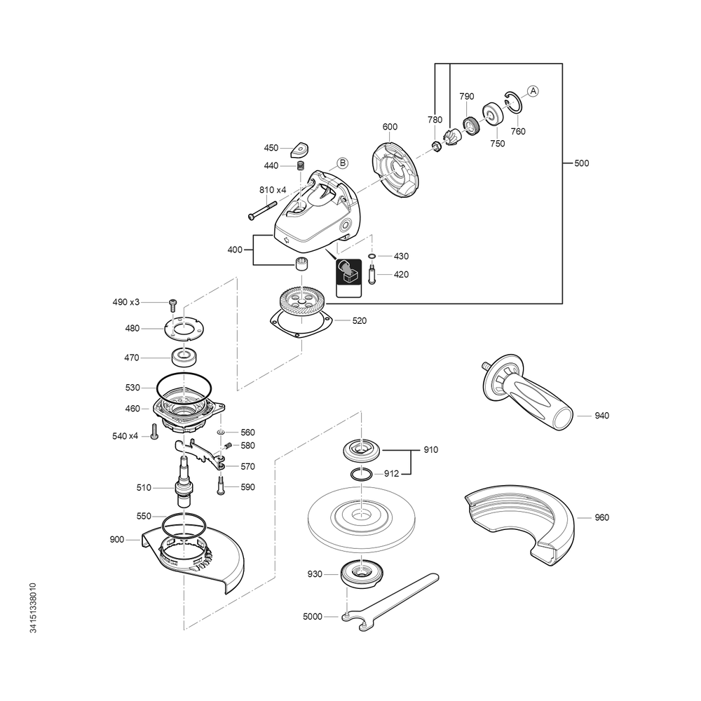 Diagram 1 Diagram and Parts List for 72227709360  Fein Sander Grinder