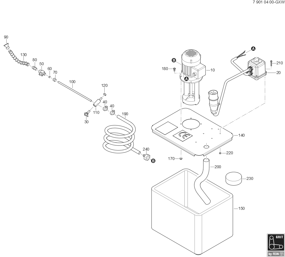 Diagram and Parts List for GRITGXW 79010412443 Fein Belt or Drum Sander