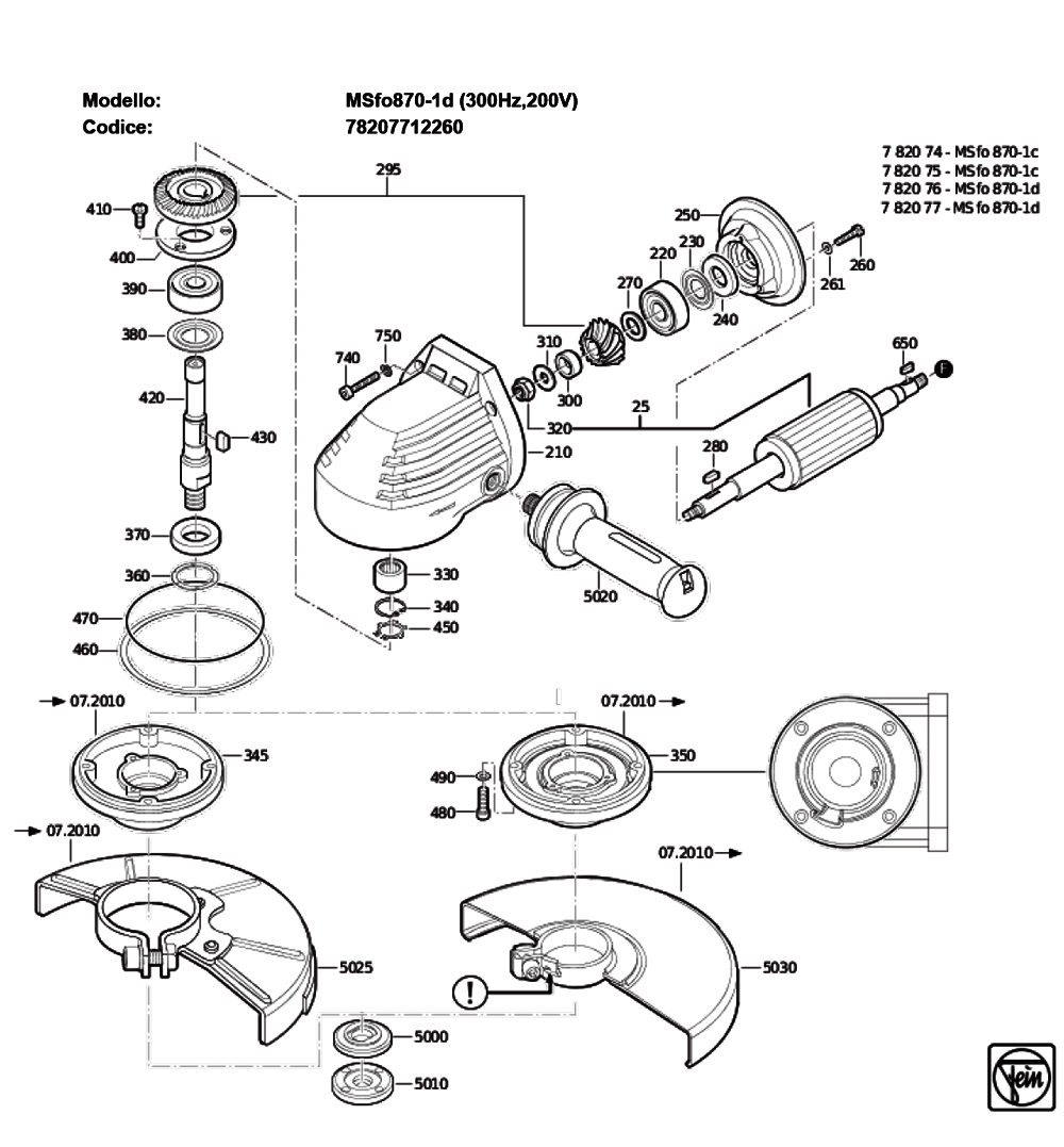 Figure 0 Diagram and Parts List for 78207712260  Fein Grinder