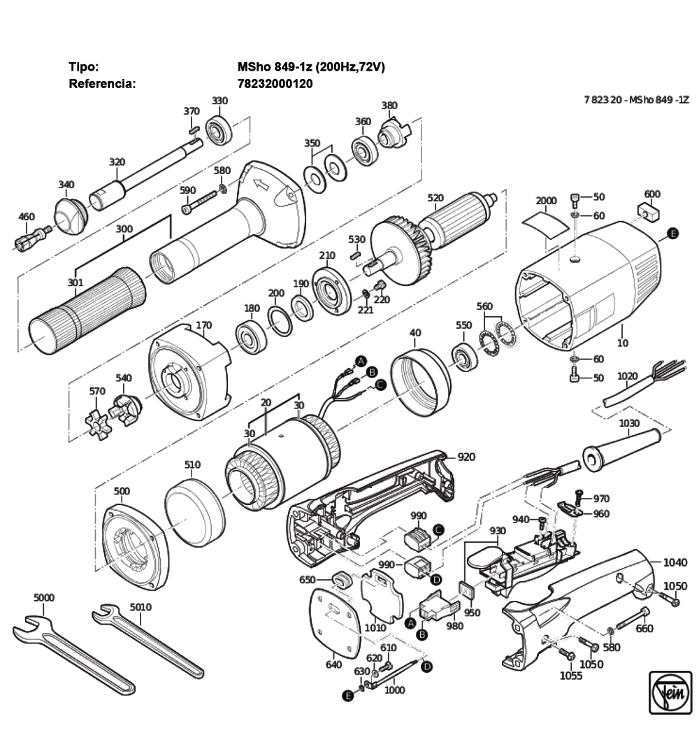 Figure 0 Diagram and Parts List for 78232000120  Fein Grinder