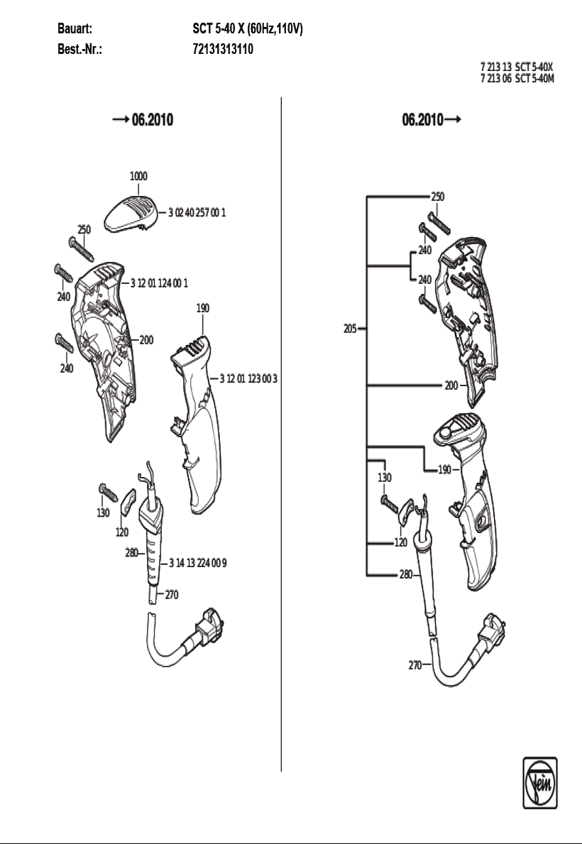 Figure 1 Diagram and Parts List for 72131313110  Fein Electric Drill