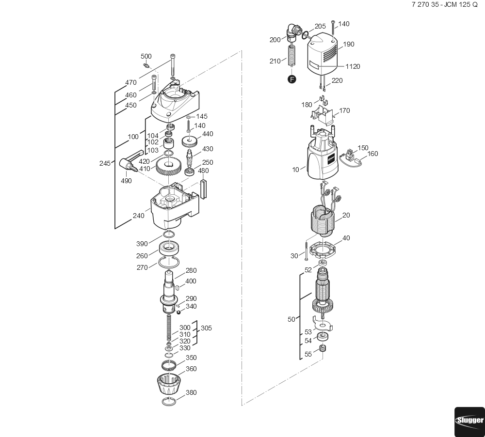  Diagram and Parts List for JCM125Q 72703512360 Fein Mortiser