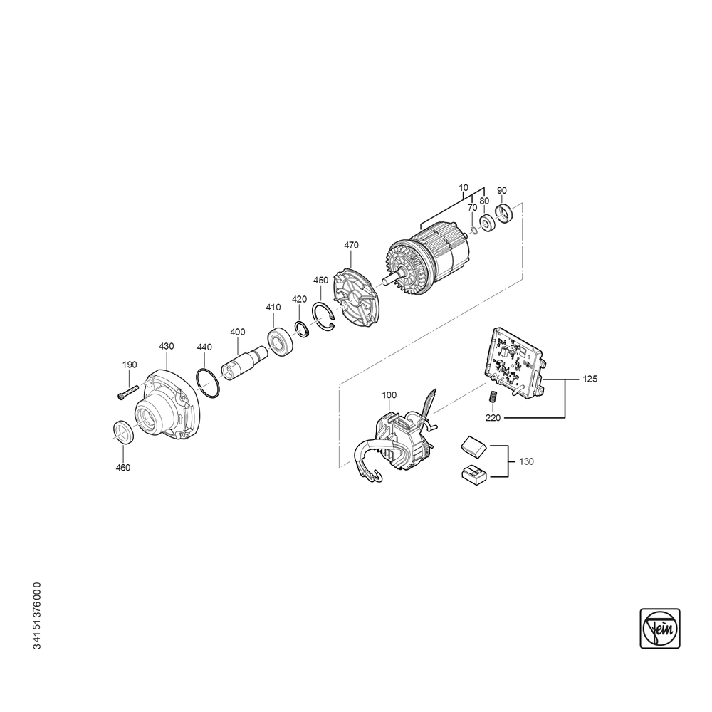 Diagram 1 Diagram and Parts List for 71230409940  Fein Die Grinder