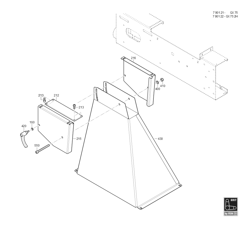  Diagram and Parts List for GX752H2V 79012200233 Fein Belt or Drum Sander