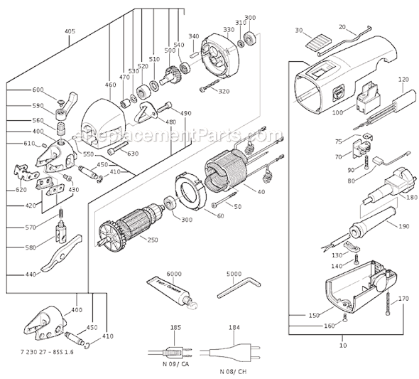 Page A Diagram and Parts List for BSS16 72302709362 Fein Nibbler & Shears