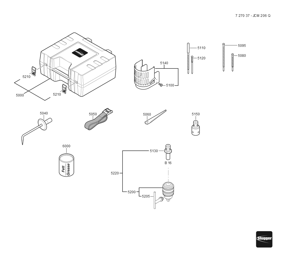  Diagram and Parts List for JCM206Q 72703712360 Fein Mortiser