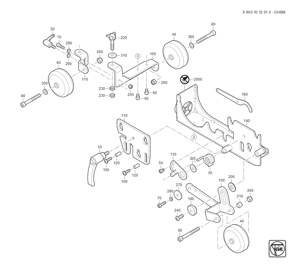  Diagram and Parts List for GRITGHBM 99001012010 Fein Belt or Drum Sander
