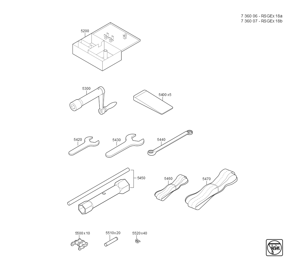  Diagram and Parts List for RSG,EX18B 73600700406 Fein Mill