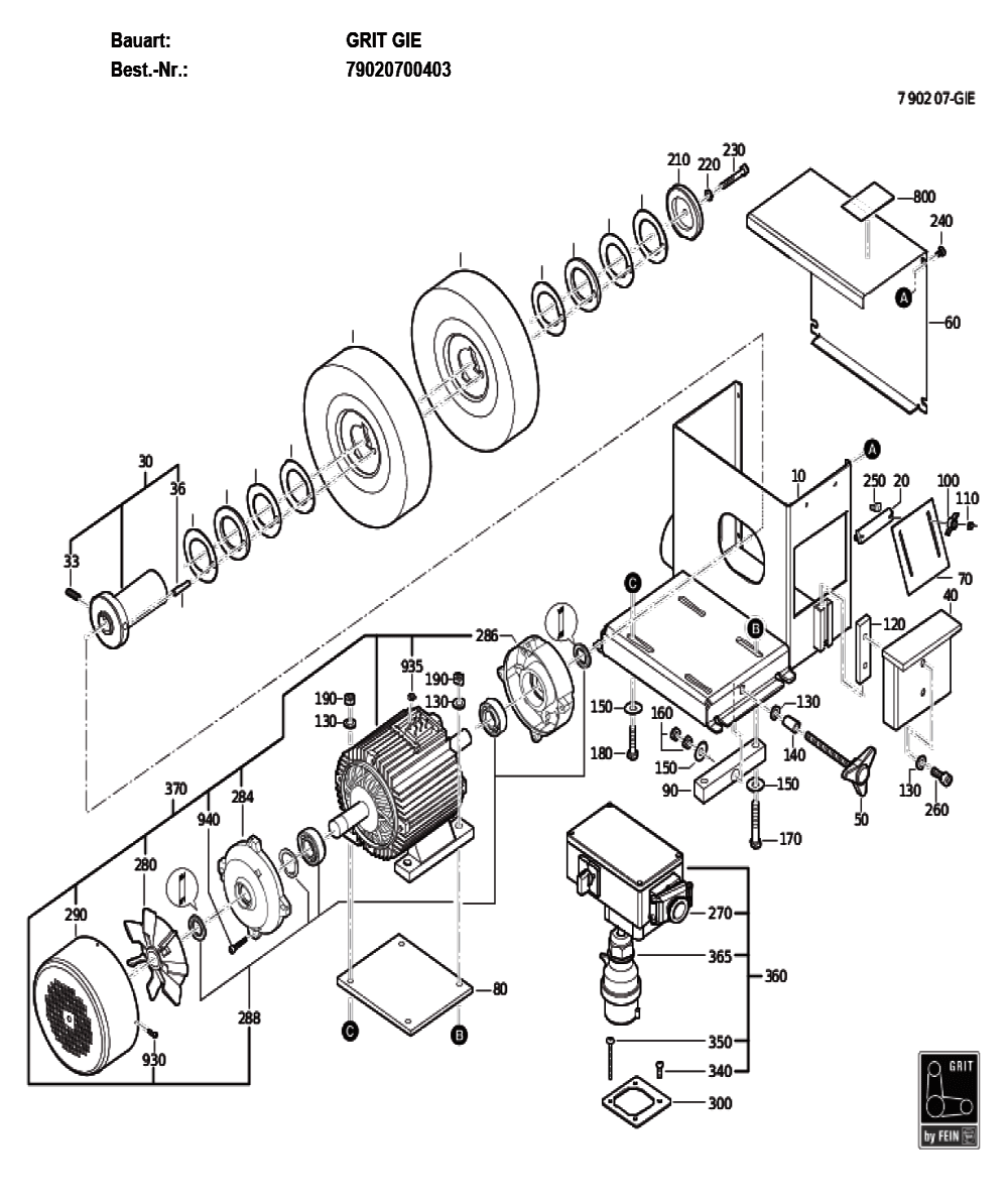 Figure 0 Diagram and Parts List for 79020700403  Fein Grinder