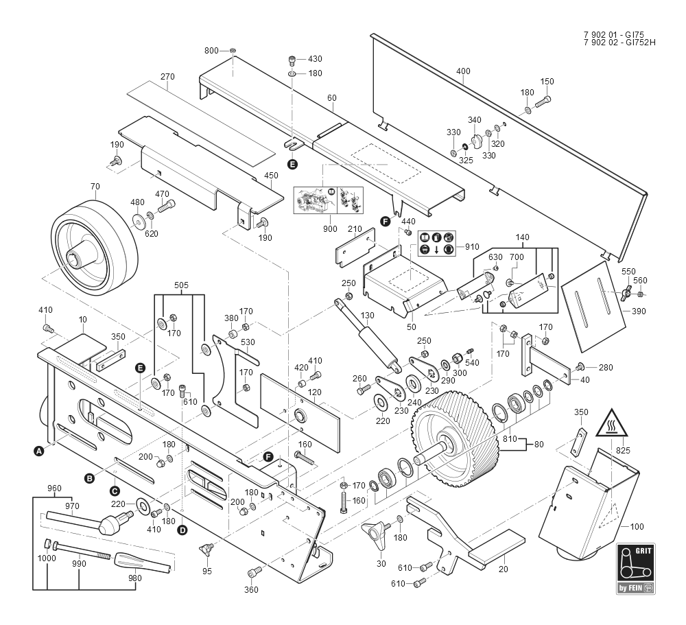  Diagram and Parts List for GI75 79020109573 Fein Belt or Drum Sander
