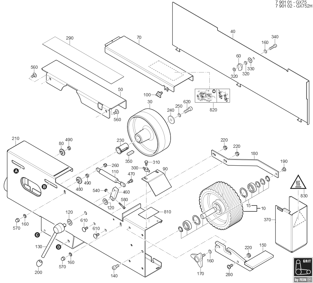  Diagram and Parts List for GRITGX752H 79010200403 Fein Belt or Drum Sander