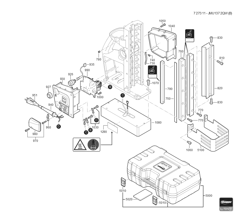  Diagram and Parts List for JMU137-2QW 72731109110 Fein Mortiser