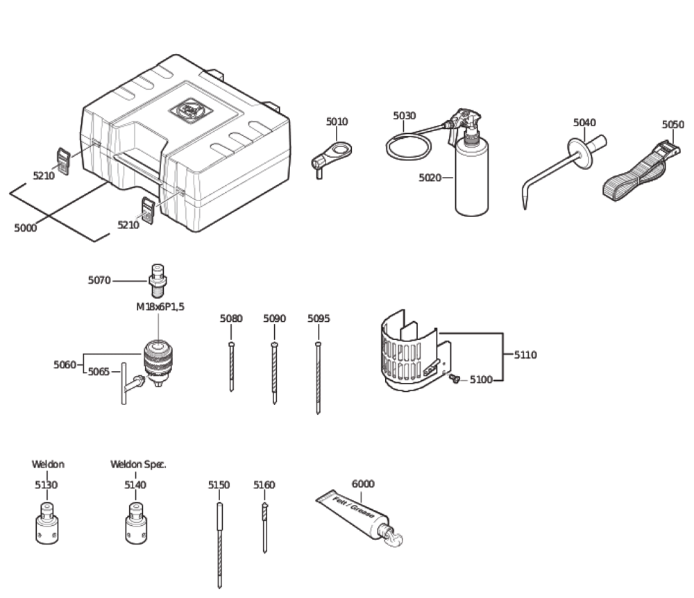 Figure 2 Diagram and Parts List for 72702700119  Fein Electric Drill
