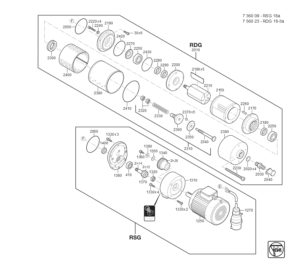  Diagram and Parts List for RDG,18-3A 75602300009 Fein Mill