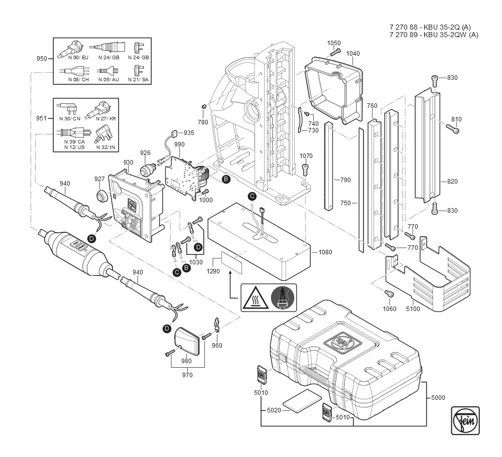  Diagram and Parts List for JMU137-2QW 72708909110 Fein Mortiser