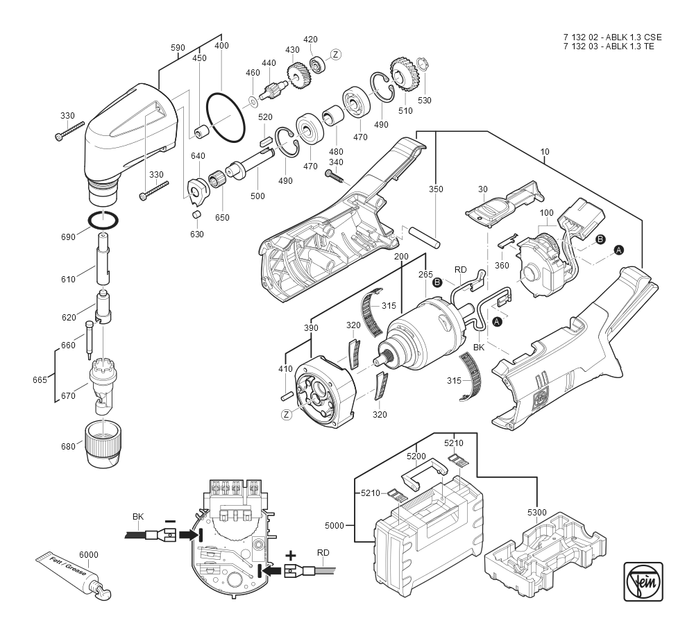  Diagram and Parts List for ABLK13TE 71320309950 Fein Nibbler & Shears