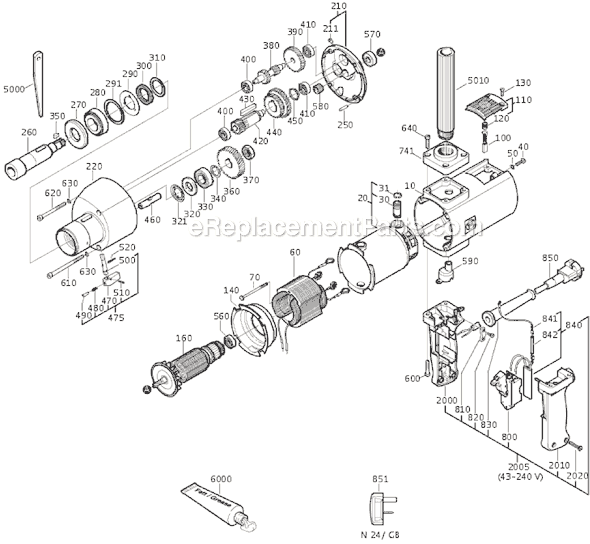 Page A Diagram and Parts List for DSK658-1 72022613117 Fein Electric Drill