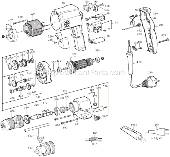 Page A Diagram and Parts List for DSKEU636 72053713110 Fein Electric Drill