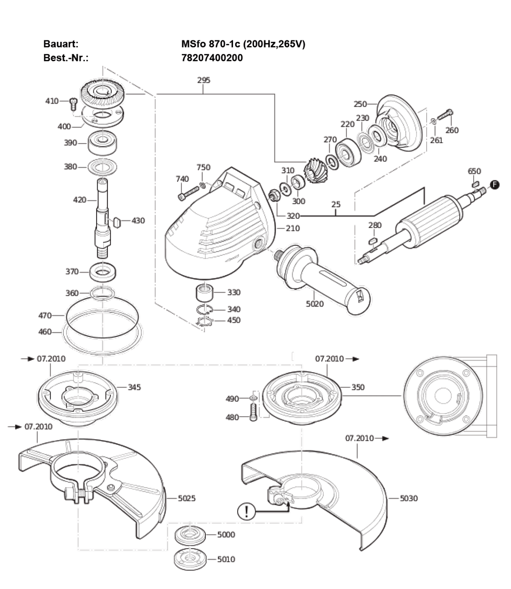 Figure 0 Diagram and Parts List for 78207400200  Fein Grinder
