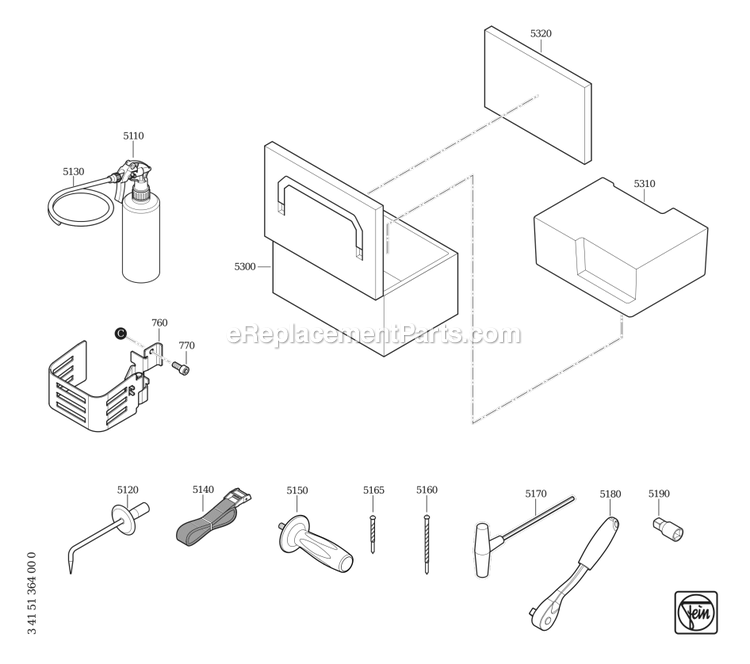 Page D Diagram and Parts List for 72732309110  Fein Drill