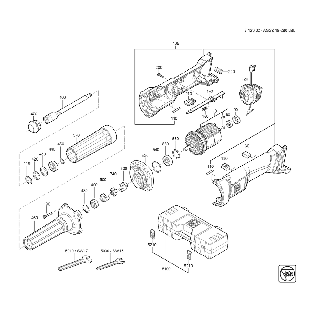 Diagram Diagram and Parts List for 71230209940  Fein Die Grinder