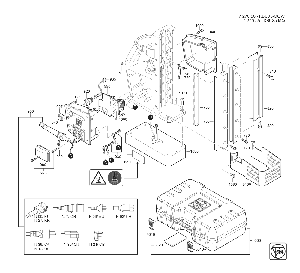  Diagram and Parts List for KBU35MQW 72705639110 Fein Mortiser
