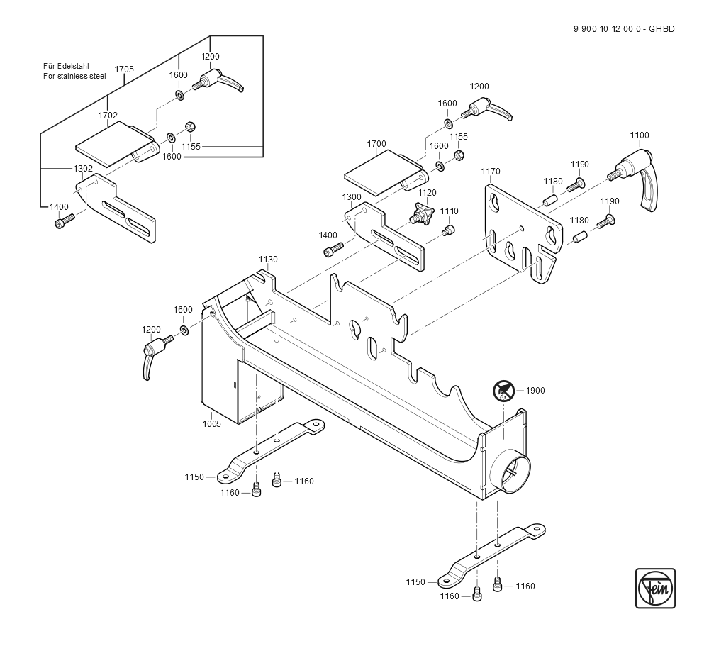  Diagram and Parts List for GRITGHBD 99001012000 Fein Belt or Drum Sander