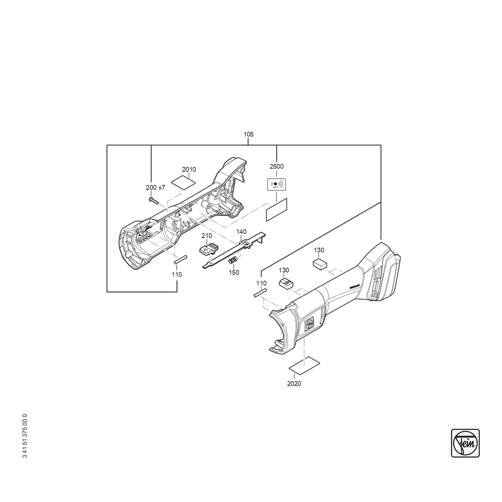Diagram 2 Diagram and Parts List for 71220212940  Fein Sander Grinder