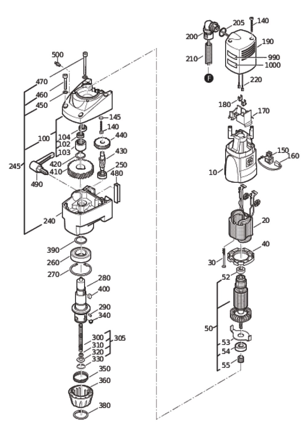 Figure 0 Diagram and Parts List for 72702700119  Fein Electric Drill