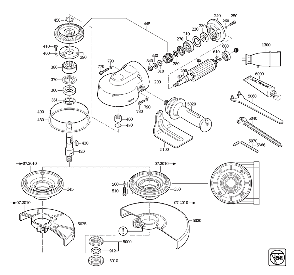 Figure 0 Diagram and Parts List for 78207200200  Fein Grinder