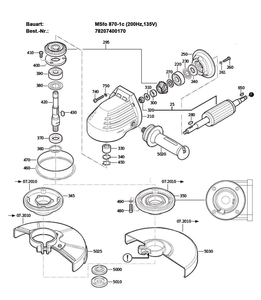 Figure 0 Diagram and Parts List for 78207400170  Fein Grinder