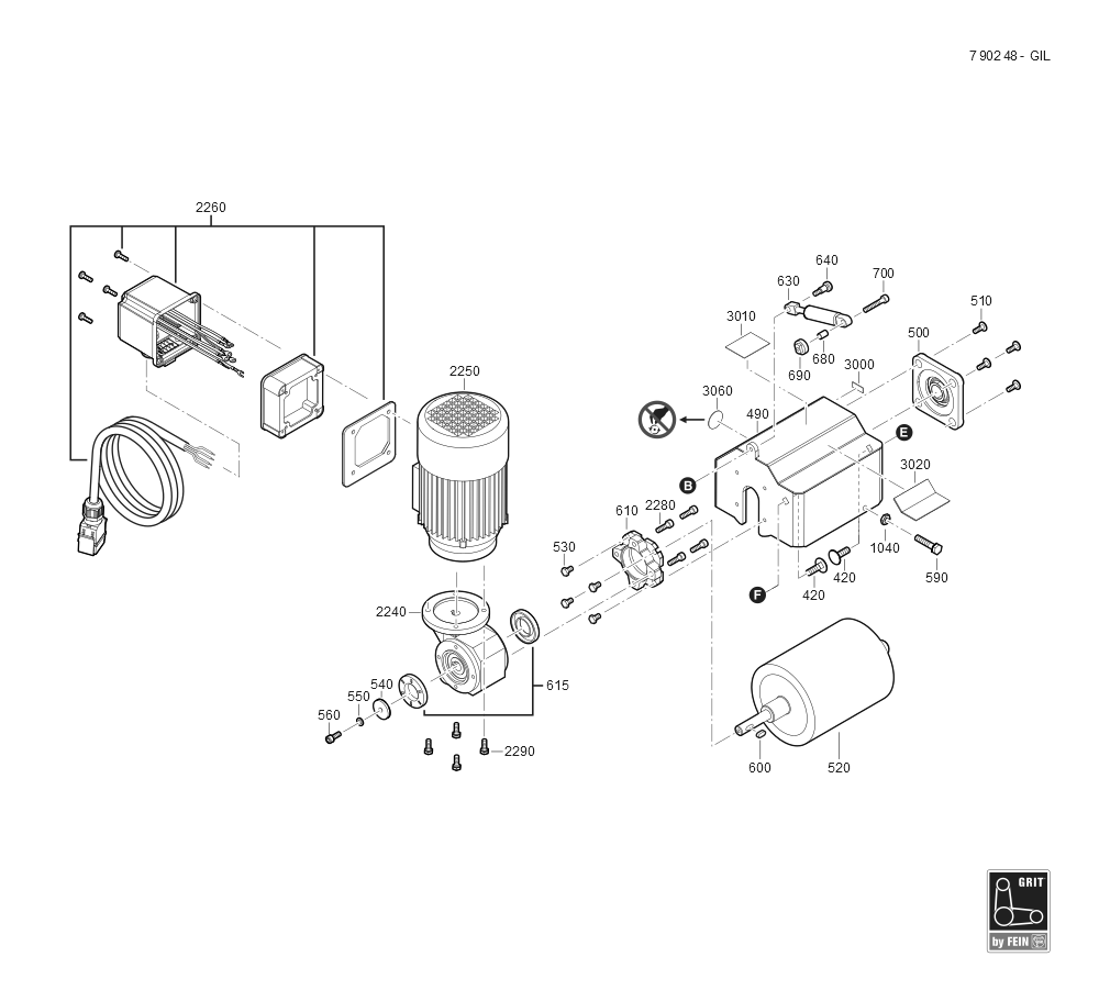  Diagram and Parts List for GRITGIL 79024800403 Fein Belt or Drum Sander