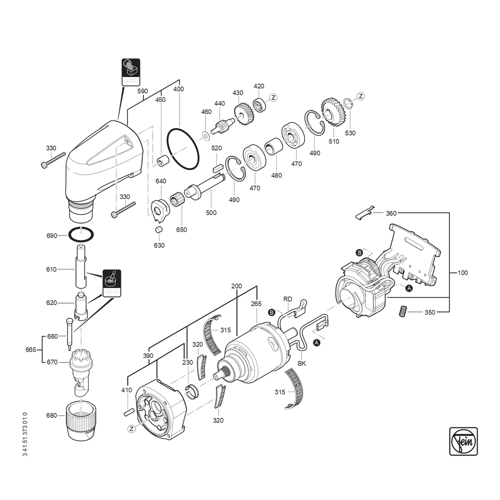 Diagram 1 Diagram and Parts List for 71321000940  Fein Nibbler & Shears