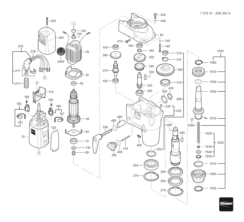  Diagram and Parts List for JCM206Q 72703712360 Fein Mortiser