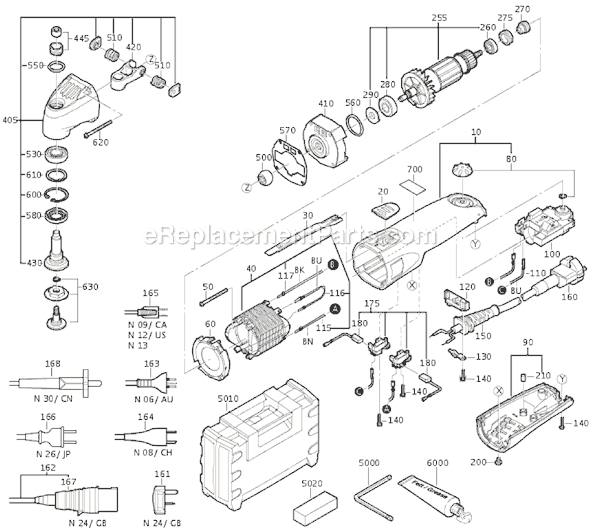 Page A Diagram and Parts List for FSC16X 72363713110 Fein Multi-Tool