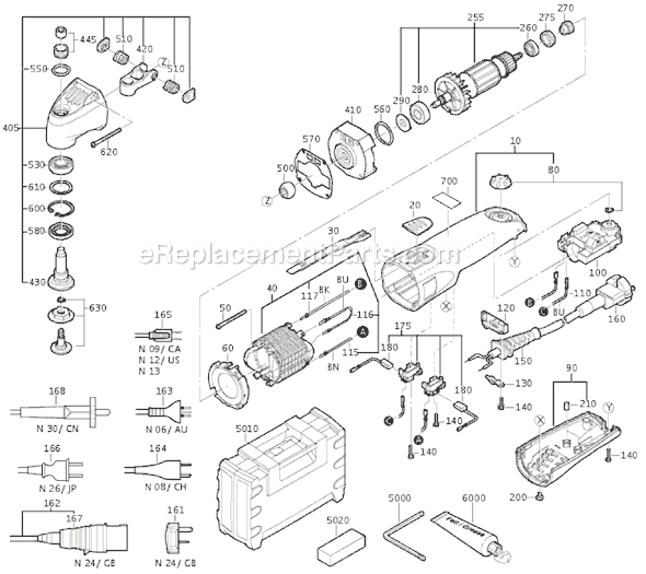 Page A Diagram and Parts List for FSC20X 72363813110 Fein Multi-Tool
