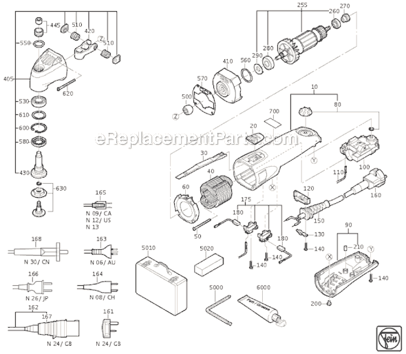 Page A Diagram and Parts List for FSC20 72363209367 Fein Multi-Tool