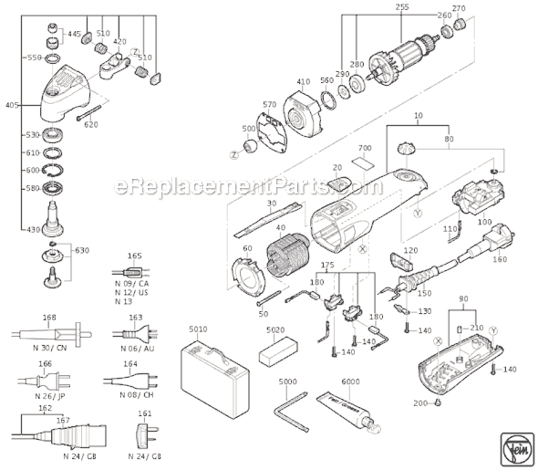 Page A Diagram and Parts List for FSC20 72363212361 Fein Multi-Tool