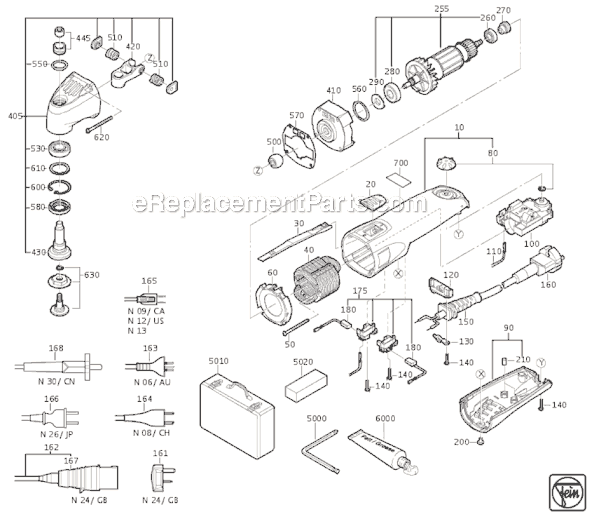 Page A Diagram and Parts List for FSC20 72363213113 Fein Multi-Tool