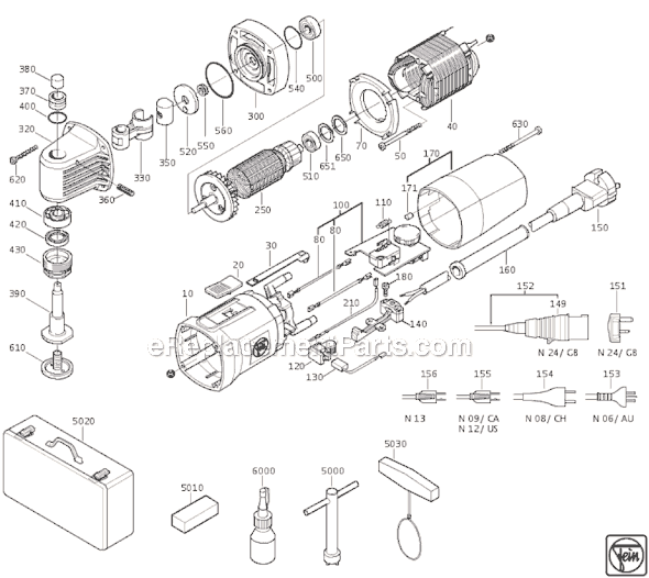 Page A Diagram and Parts List for FSN400E 72362809637 Fein Multi-Tool