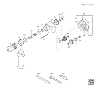  Diagram and Parts List for BOS16 72054709360 Fein Electric Drill