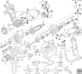  Diagram and Parts List for BOP13-2 72054609360 Fein Electric Drill