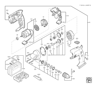  Diagram and Parts List for AWBP10 71050400940 Fein Cordless Drill