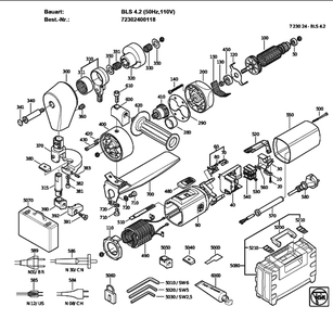 Figure 0 Diagram and Parts List for 72302400118  Fein Nibbler & Shears
