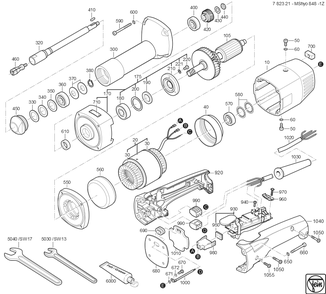  Diagram and Parts List for MSHYO848-1Z 78232100260 Fein Angle Grinder