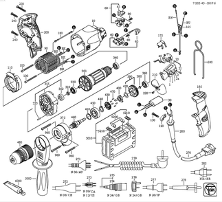 Figure 0 Diagram and Parts List for 72054309360  Fein Electric Drill