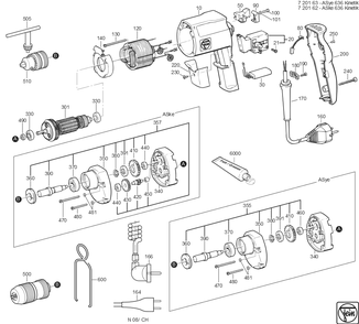  Diagram and Parts List for ASKE636KINETIK 72016200112 Fein Electric Drill