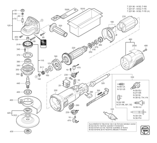  Diagram and Parts List for WSG7-115 72219712360 Fein Angle Grinder