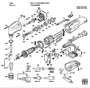 Figure 0 Diagram and Parts List for 72324209360  Fein Nibbler & Shears